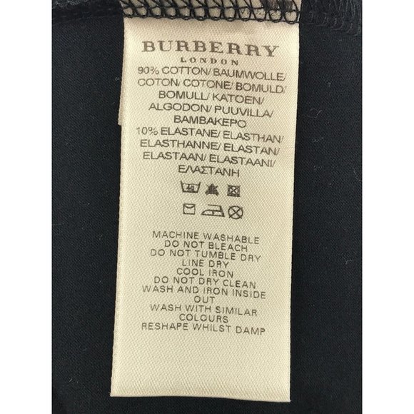 Burberry Babydoll  Plaid Trim V-Neck Dress Cotton Stretch Black Size Large - Picture 7 of 7